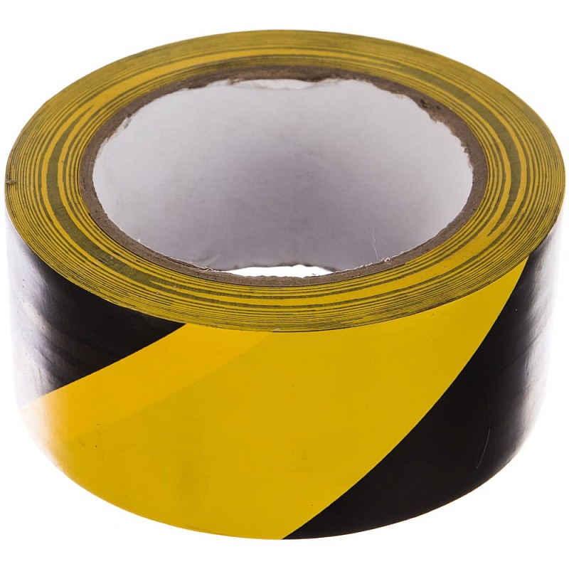 Клейкая сигнальная лента Folsen 50ммx33м желто-чёрная PVC 0663350