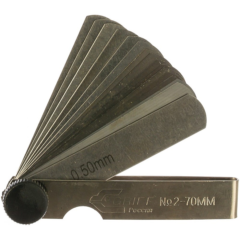 Набор щупов 0.02-0.5 мм, 17 пластин, длина 70 мм GRIFF D127010